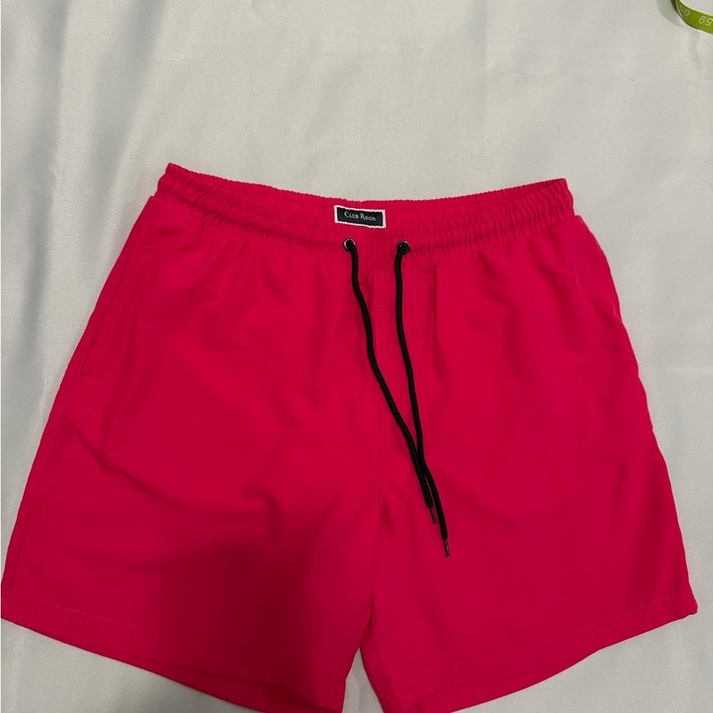 Club Room Bright Pink Men's Swim Trunks with Black Drawstring